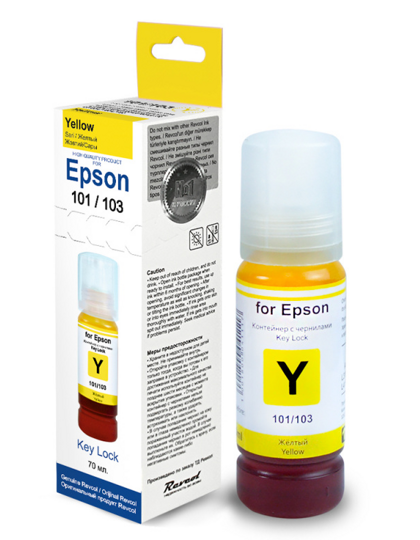 Чернила Epson, Revcol, серия L, 101/103/106 Key Lock, Оригинальная упаковка, Yellow, Dye, 70 мл.